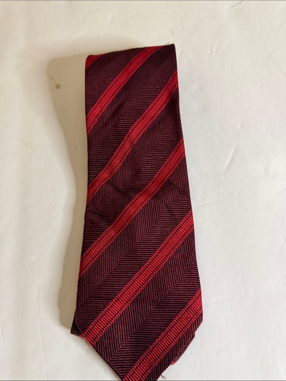 Paul Smith Maroon Tie with Red Diagonal Stripes